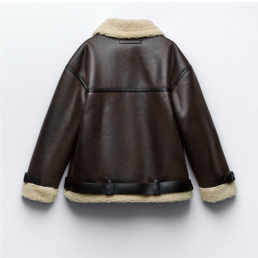 Zara Dark Brown Aviator Jacket - Picture 2 of 2